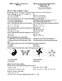 Đề học kỳ 1 Toán 6 năm 2022 – 2023 phòng GD&ĐT Tiền Hải – Thái Bình