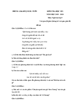 Đề thi học kì 1 lớp 9 môn Ngữ văn Phòng GD&ĐT Quảng Uyên năm học 2019 - 2020