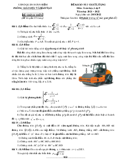 Đề khảo sát chất lượng Toán 9 năm 2021 – 2022 phòng GD&ĐT Hoàn Kiếm – Hà Nội