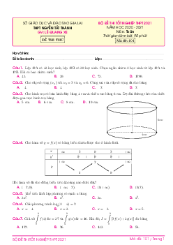 Bộ đề ôn thi tốt nghiệp THPT 2021 môn Toán trường THPT Nguyễn Tất Thành – Gia Lai