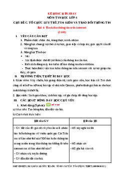 Giáo án Tin học lớp 4 Bài 4: Tìm kiếm thông tin trên Internet | Chân trời