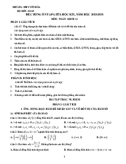 Đề cương ôn tập giữa học kỳ 1 Toán 12 năm 2018 – 2019 trường THPT Yên Hòa – Hà Nội