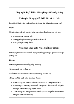 Giải Công nghệ 7 Bài 5: Nhân giống vô tính cây trồng | Kết nối tri thức