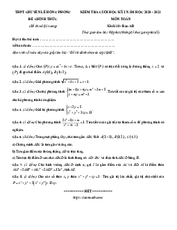 Đề thi học kỳ 1 Toán 10 năm 2020 – 2021 trường chuyên Lê Hồng Phong – TP HCM