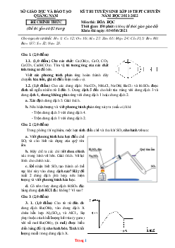 Đề thi tuyển sinh lớp 10 THPT Chuyên năm 2021-2022 môn hóa học Sở GD Quảng Nam (có lời giải)