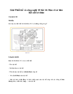 Thiết kế và công nghệ 10 bài 14: Bản vẽ cơ khí KNTT