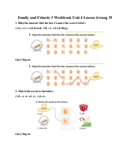 Family and Friends 3 Workbook Unit 4 Lesson 4 trang 33  I like monkeys!