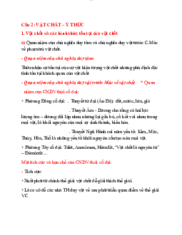 Vật chất - Ý thức - Tóm tắt bài giảng | môn Triết học Mác -Lênin | Đại học sư phạm Hà nội 