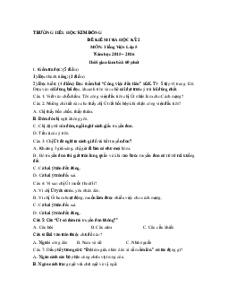 Đề thi học kì 2 môn Tiếng Việt lớp 5 trường tiểu học Kim Đồng năm 2015 - 2016