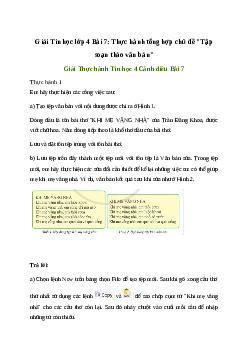 Giải Tin học lớp 4 Bài 7: Thực hành tổng hợp chủ đề "Tập soạn thảo văn bản"| Cánh diều
