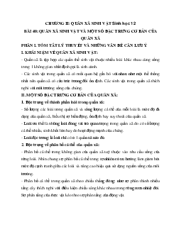 Sinh học 12 bài 40: Quần xã sinh vật và một số đặc trưng cơ bản của quần xã