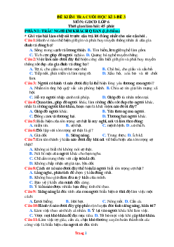 Đề thi HK1 môn GDCD 6 năm 2023-2024 (có đáp án và ma trận) - Đề 3