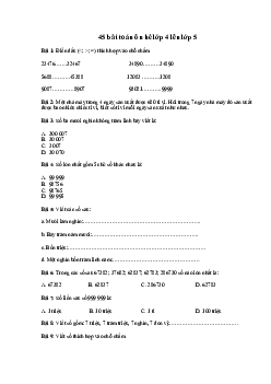 Bài tập ôn hè lớp 4 lên lớp 5 - Môn Toán