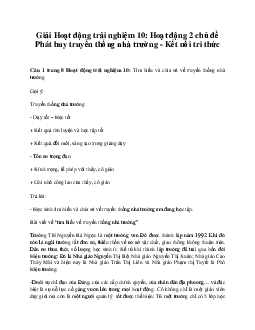 Giải Hoạt động trải nghiệm 10: Hoạt động 2 chủ đề 1 Kết Nối Tri Thức