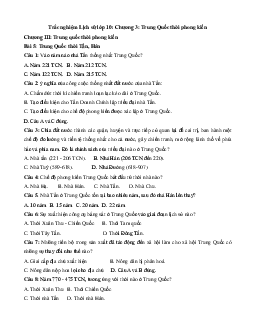 Trắc nghiệm Lịch sử lớp 10: Chương 3: Trung Quốc thời phong kiến