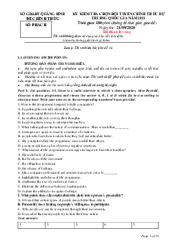 Kì thi chọn đội tuyển chính thức dự thi HSG quốc gia lớp 12 THPT tỉnh Quảng Bình NĂM HỌC 2020-2021 môn thi Tiếng Anh