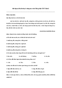 Bài tập cuối tuần lớp 3 nâng cao môn Tiếng Việt CTST - Tuần 2 | Chân trời sáng tạo