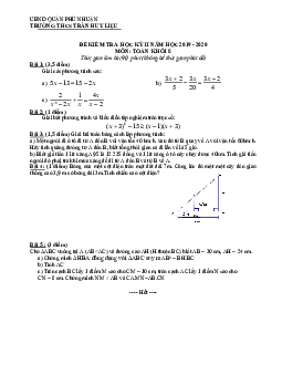 Đề kiểm tra học kỳ 2 Toán 8 năm 2019 – 2020 trường THCS Trần Huy Liệu – TP HCM