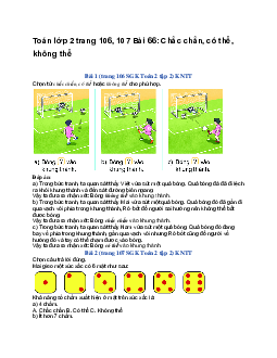 Toán lớp 2 trang 106, 107 Bài 66: Chắc chắn, có thể, không thể | Kết nối tri thức