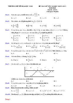Đề Thi Thử Tốt Nghiệp Toán 2022 Chuyên Đại Học Vinh Có Lời Giải Chi Tiết-Lần 2
