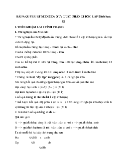 Sinh học 12 bài 9: Quy luật Menđen - Quy luật phân li độc lập