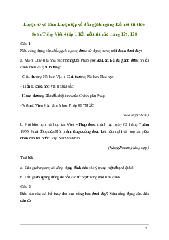 Soạn bài Luyện từ và câu: Luyện tập về dấu gạch ngang | Kết nối tri thức