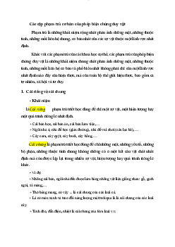 Các cặp phạm trù cơ bản của phép biện chứng duy vật học phần Triết học Mac-Lênin