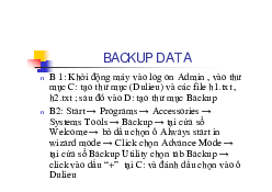 Tài liệu ôn tập thi BACKUP DATA - | Đại học Bách Khoa, Đại học Đà Nẵng