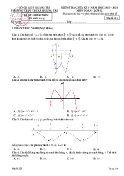 Đề giữa kỳ 1 Toán 12 năm 2023 – 2024 trường THPT Thị xã Quảng Trị