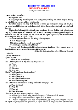 Bộ đề ôn tập giữa học kỳ 2 Văn 7 Chân trời sáng tạo ( có đáp án và ma trận)