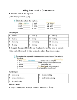 Tiếng Anh 7 Right on Unit 1 Grammar 1e
