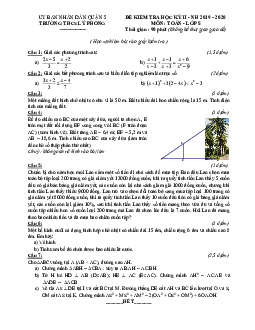 Đề thi học kì 2 Toán 8 năm 2019 – 2020 trường THCS Lý Phong – TP HCM