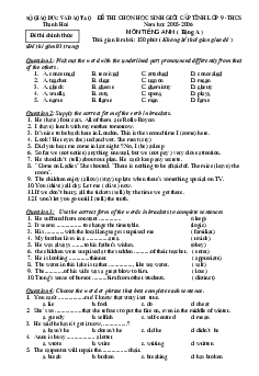 Đề thi HSG tỉnh lớp 9 môn Tiếng Anh (2005 - 2006)