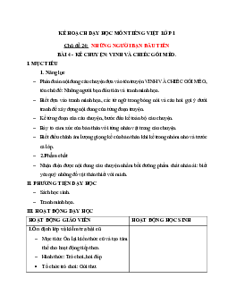 Chủ đề 24: Những người bạn đầu tiên | Bài 4| Giáo án Tiếng Việt 1 bộ sách Chân trời sáng tạo