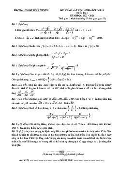 Đề khảo sát HSG Toán 9 lần 2 năm 2023 – 2024 phòng GD&ĐT Bình Xuyên – Vĩnh Phúc