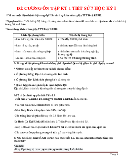 Đề cương ôn tập kiểm tra 1 tiết Lịch Sử 7 HK1