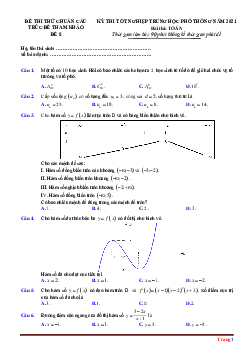 Đề Luyện Thi Tốt Nghiệp 2021 Môn Toán Phát Triển Từ Đề Minh Họa Lời Giải Chi Tiết Và Đáp Án (Đề 8)
