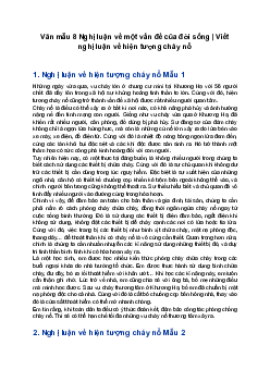 Văn mẫu 8 Nghị luận về một vấn đề của đời sống | Viết nghị luận về hiện tượng cháy nổ