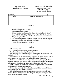 Đề thi học kì 1 môn Tiếng Việt 4 năm 2023 - 2024 sách Kết nối tri thức với cuộc sống | đề 3