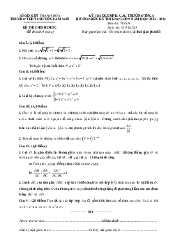 Đề thi Olympic Toán 9 năm 2023 – 2024 trường chuyên Lam Sơn – Thanh Hóa