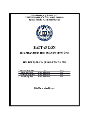 Quản lý nhà hàng - Bài tập lớn môn Phân tích quản lý hệ thống | Đại học Công nghệ Đông Á