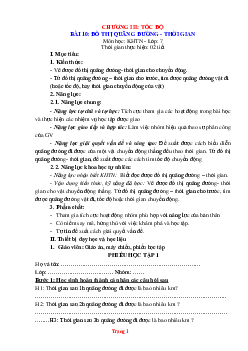 Giáo án KHTN 7 kết nối tri thức bài 10: Đồ thị quãng đường - thời gian