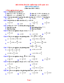 Đề cương ôn tập Toán 11 giữa học kỳ 1