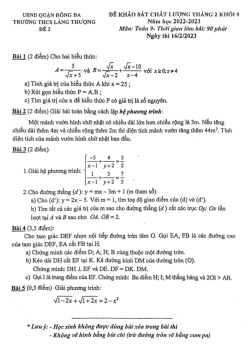 Đề khảo sát Toán 9 tháng 2 năm 2023 trường THCS Láng Thượng – Hà Nội