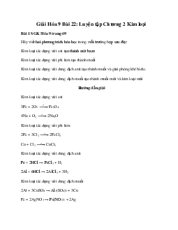 Giải Hóa 9 Bài 22: Luyện tập Chương 2 Kim loại
