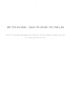 BẤT ỔN AN NINH - Chính TRỊ XÃ HỘI TẠI THÁI LAN | Chính Trị Học Đại Cương| Đại học Khoa học Xã hội và Nhân văn, Đại học Quốc gia Thành phố HCM