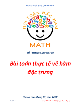 Các bài toán thực tế về hàm đặc trưng – Nguyễn Bá Hoàng Toán 12