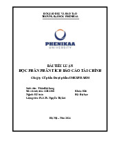Phân Tích Báo Cáo Tài Chính - Kết Quả Cuối Kỳ BT lớn Ptbctc. Môn Phân tích báo cáo tài chính (Phenikaa) | Đại học Trường Đại học Phenika.