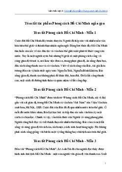 Tóm tắt tác phẩm Phong cách Hồ Chí Minh | Văn mẫu lớp 9