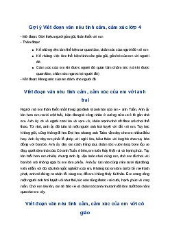 Viết đoạn văn nêu tình cảm, cảm xúc của em với một người gần gũi, thân thiết | Tập làm văn 4